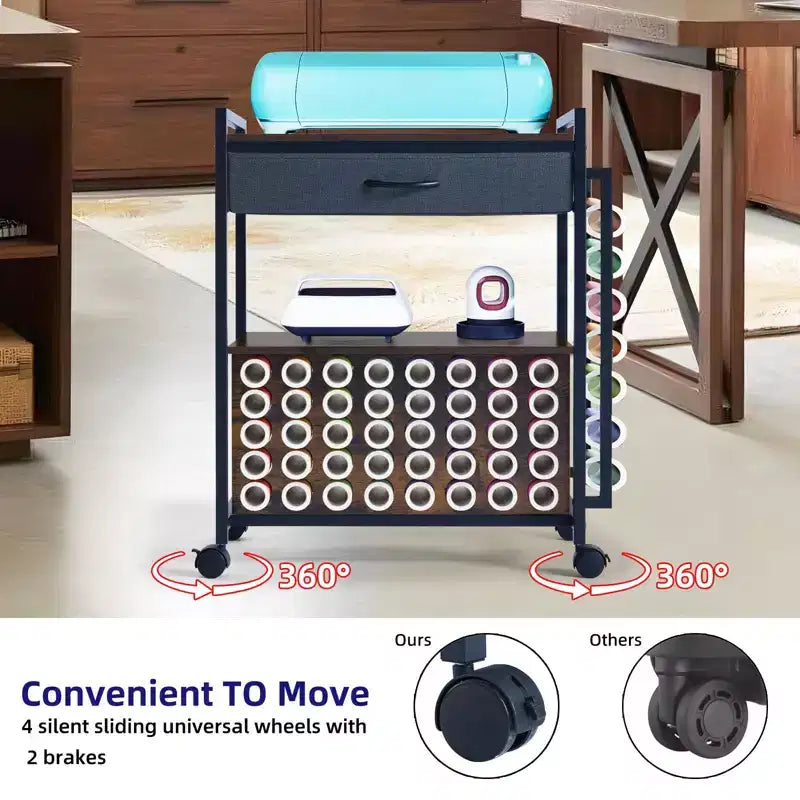 Rolling Craft Storage Cart with Vinyl Roll Holder