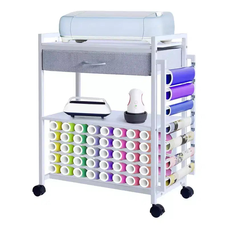 Rolling Craft Storage Cart with Vinyl Roll Holder