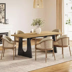 70.8-Inch Rectangle Dining Table for 6, Wooden Kitchen Table with Black Metal Base, Natural Color