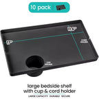 Clip-On Bedside Shelf with Cup and Cord Holder
