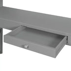 Modern Loft Bed with Desk, 6 Shelves and Drawer