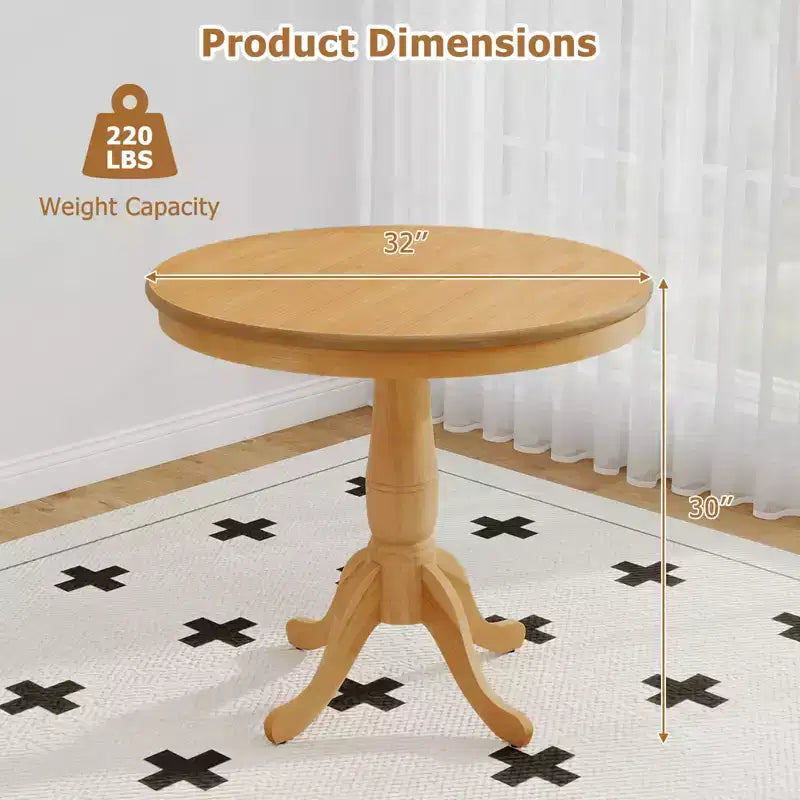 32-Inch Round Pedestal Dining Table for Kitchen and Dining Room