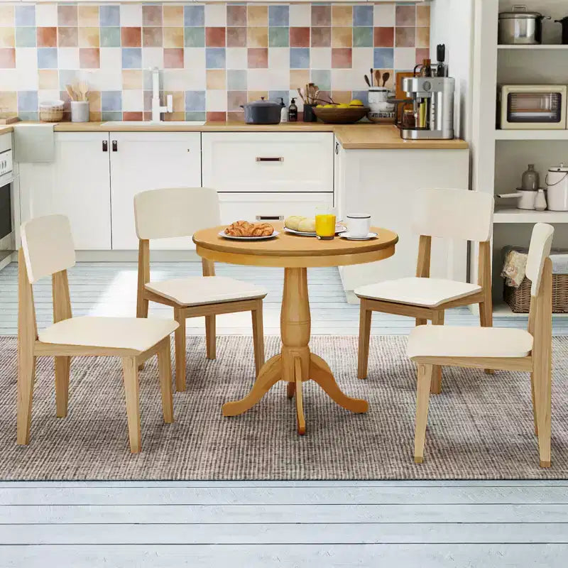 32-Inch Round Pedestal Dining Table for Kitchen and Dining Room