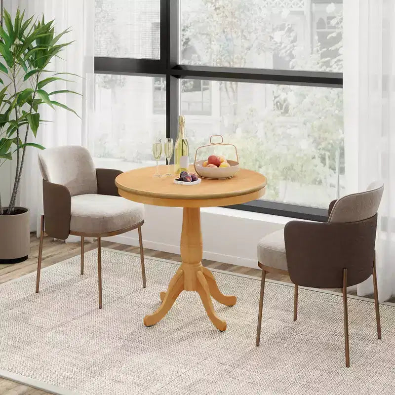 32-Inch Round Pedestal Dining Table for Kitchen and Dining Room