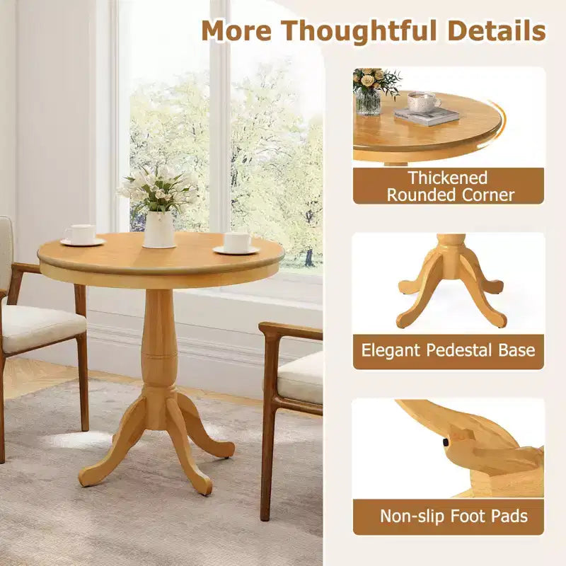 32-Inch Round Pedestal Dining Table for Kitchen and Dining Room