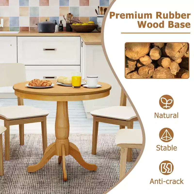 32-Inch Round Pedestal Dining Table for Kitchen and Dining Room