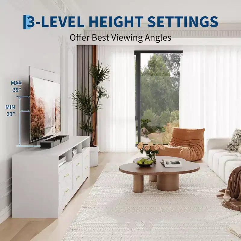 6 Drawer TV Stand Dresser with Mount – Wood Media Console & Storage Center