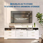 6 Drawer TV Stand Dresser with Mount – Wood Media Console & Storage Center