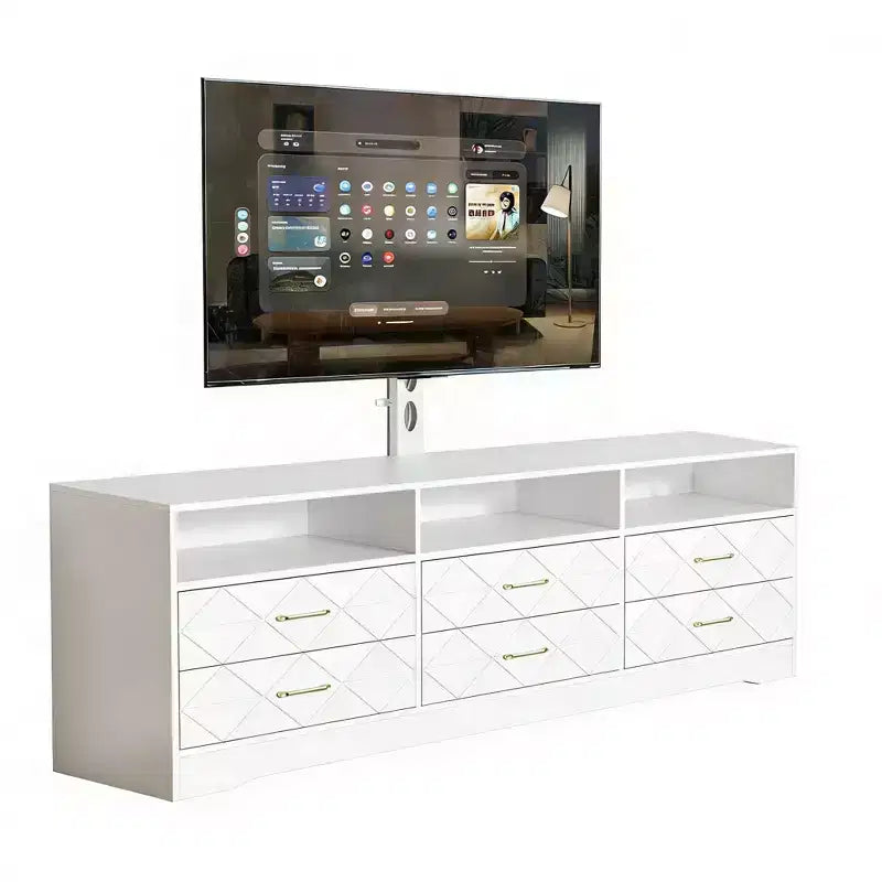 6 Drawer TV Stand Dresser with Mount – Wood Media Console & Storage Center