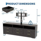 6 Drawer TV Stand Dresser with Mount – Wood Media Console & Storage Center