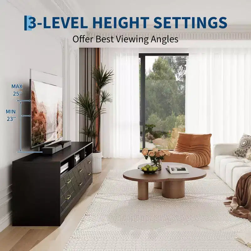 6 Drawer TV Stand Dresser with Mount – Wood Media Console & Storage Center