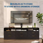 6 Drawer TV Stand Dresser with Mount – Wood Media Console & Storage Center