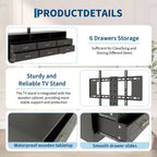 6 Drawer TV Stand Dresser with Mount – Wood Media Console & Storage Center