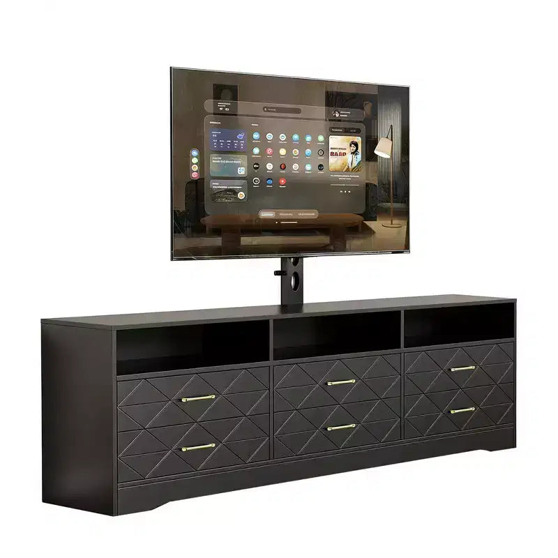6 Drawer TV Stand Dresser with Mount – Wood Media Console & Storage Center
