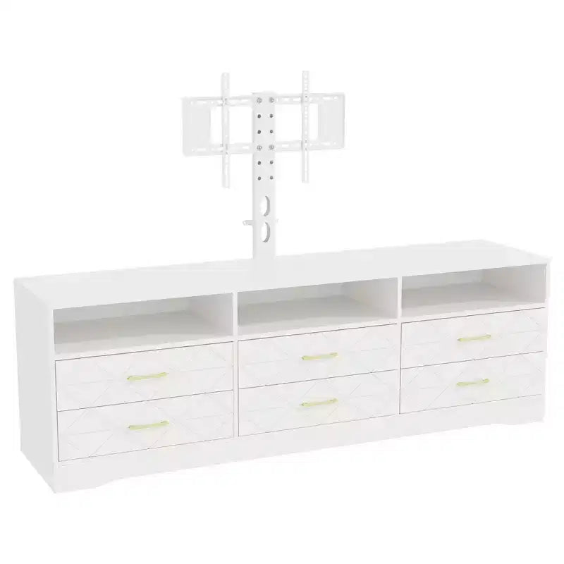 6 Drawer TV Stand Dresser with Mount – Wood Media Console & Storage Center
