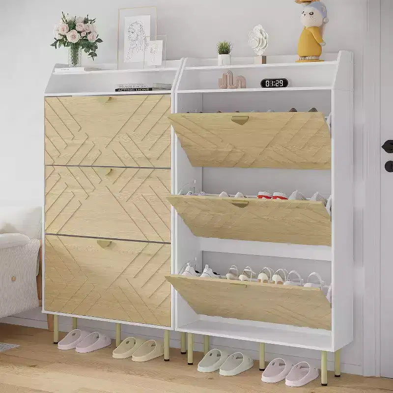 3-Drawer Shoe Storage Cabinet with Bench Seat