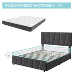 Upholstered Platform Bed Frame with Storage Drawers and Adjustable Headboard