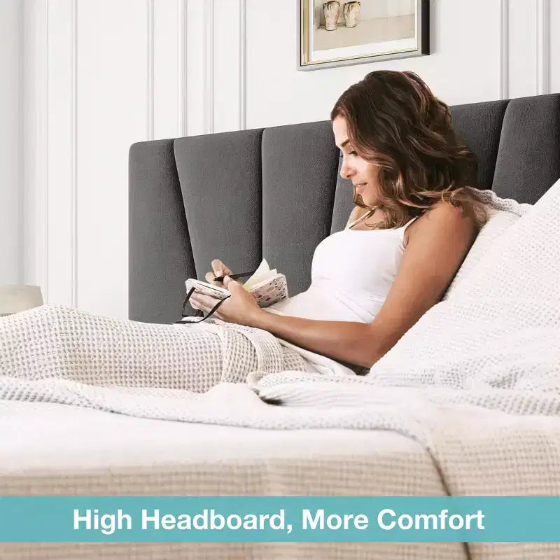 Upholstered Platform Bed Frame with Storage Drawers and Adjustable Headboard