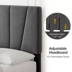Upholstered Platform Bed Frame with Storage Drawers and Adjustable Headboard