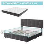 Upholstered Platform Bed Frame with Storage Drawers and Adjustable Headboard