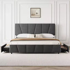 Upholstered Platform Bed Frame with Storage Drawers and Adjustable Headboard