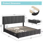 Upholstered Platform Bed Frame with Storage Drawers and Adjustable Headboard