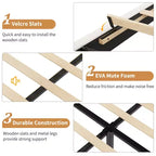 Upholstered Platform Bed Frame with Adjustable Headboard and Wooden Slats