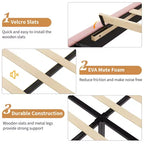 Upholstered Platform Bed Frame with Adjustable Headboard and Wooden Slats