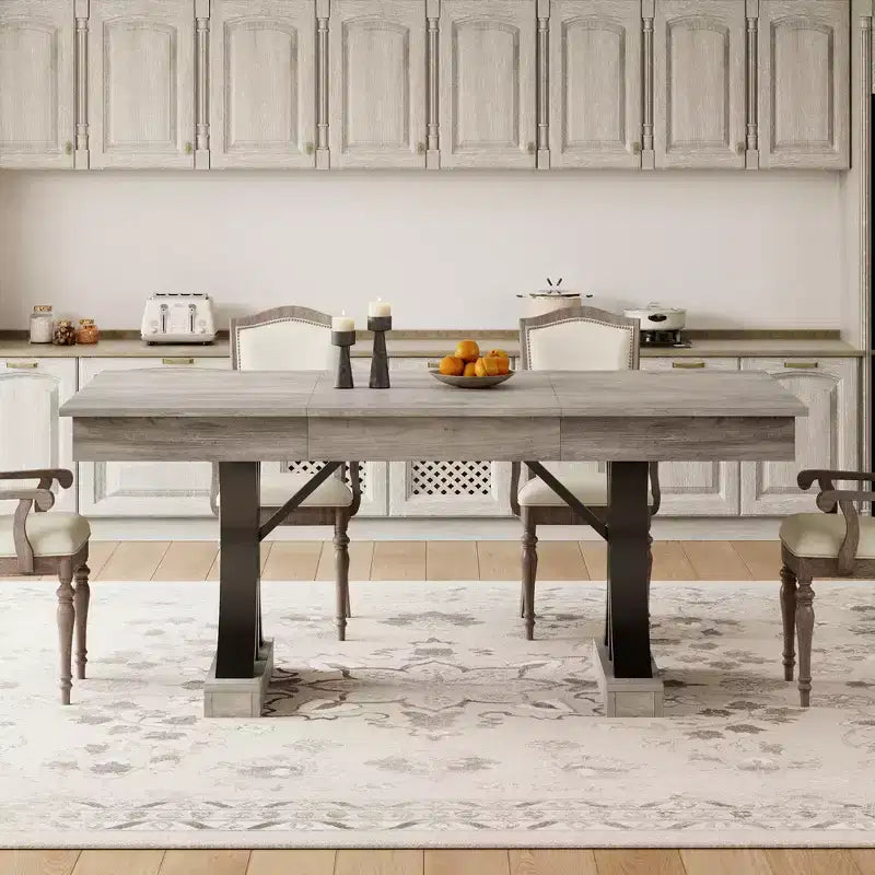 71-Inch Rectangular Dining Table with Storage Drawers and Metal Frame