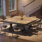 71-Inch Rectangular Dining Table with Storage Drawers and Metal Frame