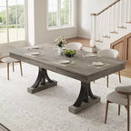 71-Inch Rectangular Dining Table with Storage Drawers and Metal Frame
