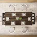 71-Inch Rectangular Dining Table with Storage Drawers and Metal Frame