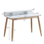 Mid-Century Modern Wood Writing Desk with Hutch and Open Shelves
