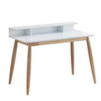 Mid-Century Modern Wood Writing Desk with Hutch and Open Shelves