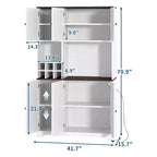 71-Inch Freestanding Kitchen Pantry Cabinet with Wine Rack and Open Shelves