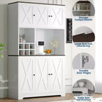 71-Inch Freestanding Kitchen Pantry Cabinet with Wine Rack and Open Shelves