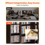 6-Tier Media Storage Cabinet with Doors – DVD, CD, Book and Game Organizer, Brown