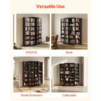 6-Tier Media Storage Cabinet with Doors – DVD, CD, Book and Game Organizer, Brown