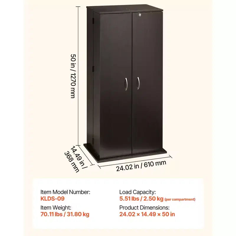 6-Tier Media Storage Cabinet with Doors – DVD, CD, Book and Game Organizer, Brown