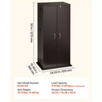 6-Tier Media Storage Cabinet with Doors – DVD, CD, Book and Game Organizer, Brown