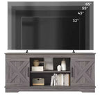 58" Modern Farmhouse TV Stand for TVs up to 65" - Natural Grey, 200 lbs Capacity, Adjustable Storage Shelves
