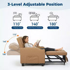 3-in-1 Convertible Sleeper Chair Bed with USB Ports, Cup Holders and Side Pockets