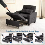 3-in-1 Convertible Sleeper Chair Bed with USB Ports, Cup Holders and Side Pockets