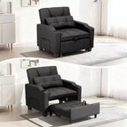 3-in-1 Convertible Sleeper Chair Bed with USB Ports, Cup Holders and Side Pockets