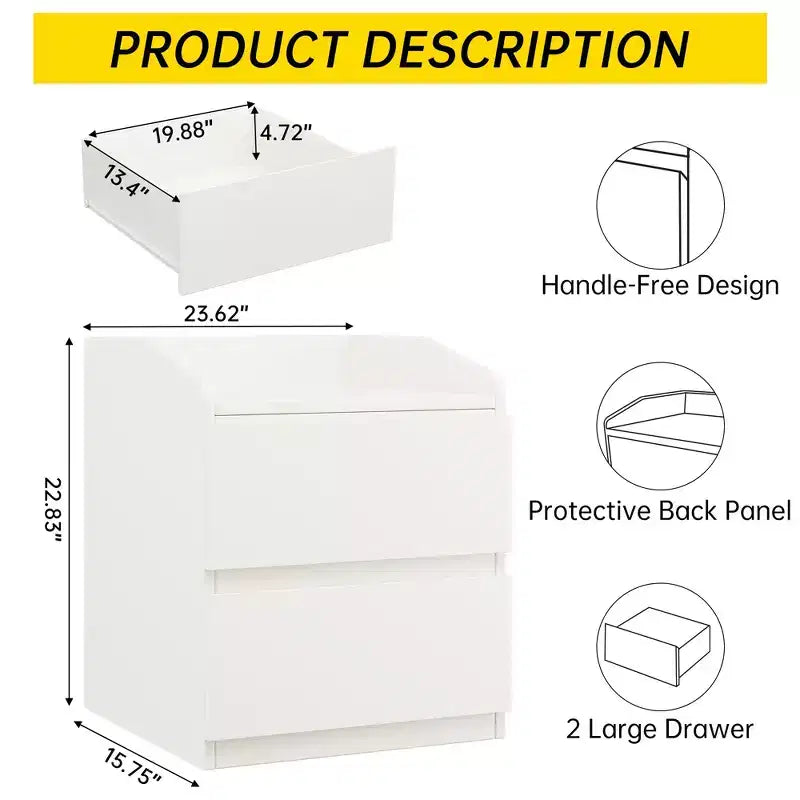 Modern Nightstand with 2 Drawers
