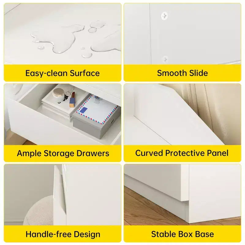 Modern Nightstand with 2 Drawers