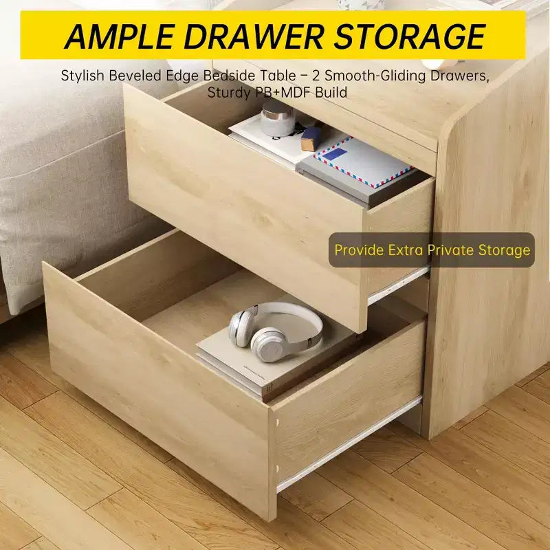 Modern Nightstand with 2 Drawers