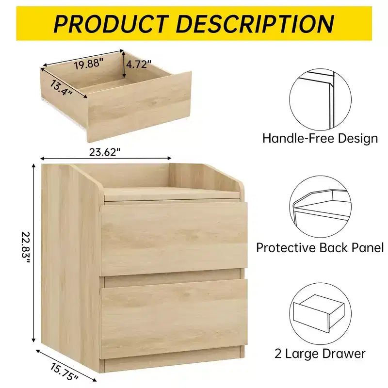 Modern Nightstand with 2 Drawers
