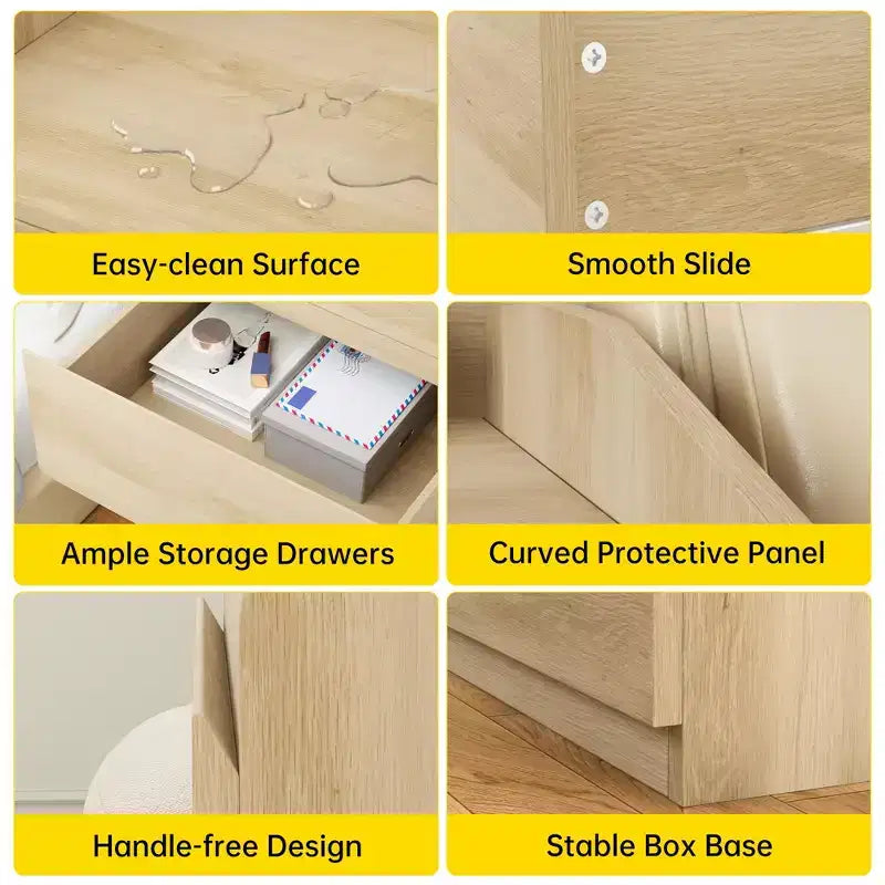 Modern Nightstand with 2 Drawers
