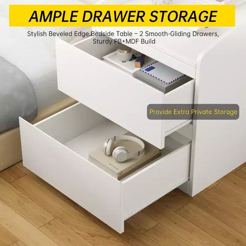 Modern Nightstand with 2 Drawers